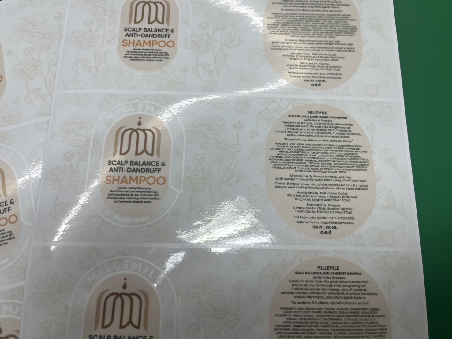 ฉลากติดขวดแชมพูแบบใส