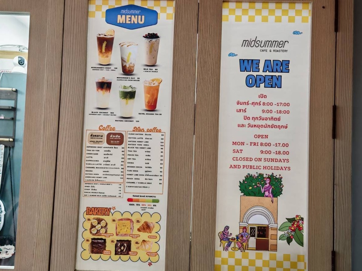 ป้ายสติ๊กเกอร์ติดกระจกร้านกาแฟ