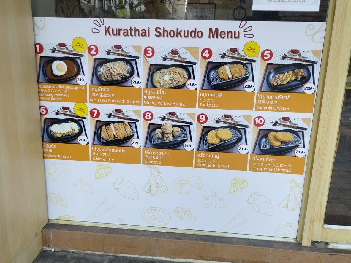 ป้ายเมนูอาหารติดผนังพร้อมราคา